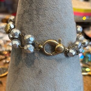 Elegant WAXING POETIC Silver and Gold Beaded Bracelet